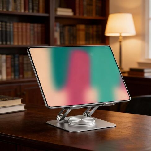 حامل تابلت POCREATION، حامل تابلت دوار 360 درجة قابل للتعديل، قاعدة معدنية صلبة مرجحة لجميع الأجهزة اللوحية 13 بوصة in Kuwait