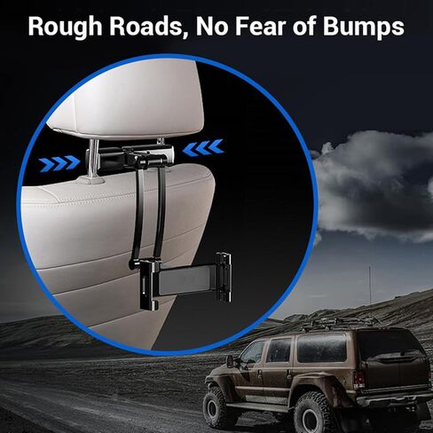 Diyeeni Car Headrest Tablet Holder, Extendable Arm 360 Rotation Car Backseat Mount, Adjustable Tablet Stand Compatibility for 4.7 to 12.9 Inch Devices in Kuwait