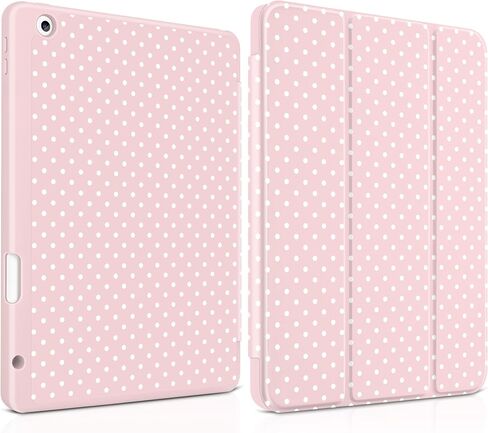 MEEgoodo Case for iPad 10.2 inch, Case for iPad 9th Generation 2021/8th Generation 2020/7th Gen 2019, Tablet Cover with Trifold Stand+Pencil Holder+Auto Wake/Sleep+Soft TPU Back Cover,White Polka Dot in Kuwait