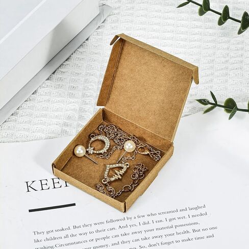 علب هدايا صغيرة من Sdootjewelry 100 عبوة، علب هدايا كرافت كبيرة الحجم 2.16 بوصة × 2.16 بوصة × 0.98 بوصة، صناديق من الورق المقوى الصغيرة لتغليف المجوهرات، أسود in Saudi Arabia