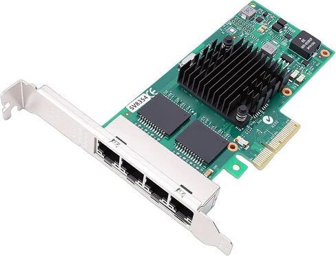 CUIFATI Gigabit Ethernet Network Card, 4 Port RJ45 PCIe Adapter with 350AM4 Chipset, Low Profile Bracket, Compatible with for Server Desktop Industrial Applications in Kuwait