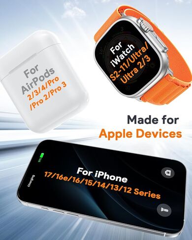 3 in 1 Charging Station for Apple Compatible with Magsafe Charger Stand for iPhone 17 16 15 14 13 12 Wireless Charging Station for AirPods Wireless Charger for iWatch Series in Kuwait