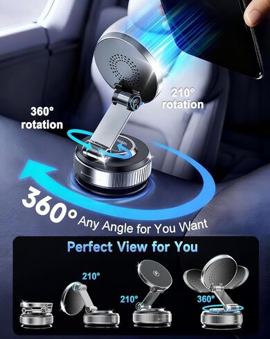 Vacuum Magnetic Phone Holder‌ - 360° Adjustable ‌Magsafe Car Mount‌, Foldable ‌Car Phone Holder‌ with Strong ‌Suction Cup Mount‌ in Kuwait