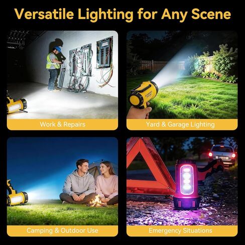 Rechargeable Spotlight 100000 Lumen, Super Bright Spotlight Flashlight with COB Light & Foldable Stand, Waterproof Long Lasting Handheld Spot Light for Camping Boating Emergency, Yellow in Kuwait