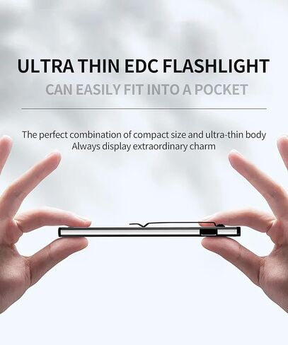 Ultra Slim Magnetic Flashlight - 0.3in 1.4oz Pocket EDC Task Light with Dual Light Source, 650LM, USB-C Rechargeable, Digital Display, Red Light Mode, Magnetic Base & Clip Task Light in Kuwait