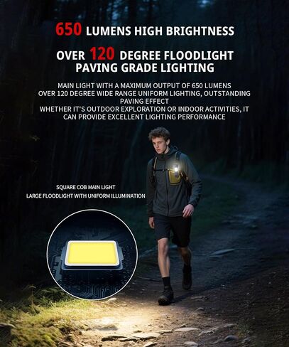 Ultra Slim Magnetic Flashlight - 0.3in 1.4oz Pocket EDC Task Light with Dual Light Source, 650LM, USB-C Rechargeable, Digital Display, Red Light Mode, Magnetic Base & Clip Task Light in Kuwait