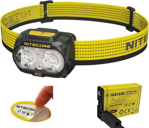 Nitecore UT27 MCT 800 Lumen للجري مصباح أمامي USB قابل لإعادة الشحن بقوة مزدوجة مع 3 درجات حرارة ملونة، ضوء أحمر، ملصق تخييم خفيف الوزن للتنزه سيرًا على الأقدام (قياسي) in Kuwait