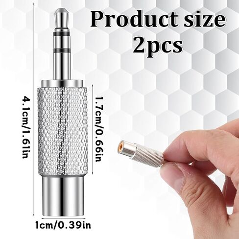 2 حزم RCA ذكر إلى 3.5 مم ستيريو، RCA إلى 3.5 مم محول فضي 3 أقطاب 1/8 بوصة قابس ستيريو in Kuwait