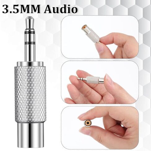 2 حزم RCA ذكر إلى 3.5 مم ستيريو، RCA إلى 3.5 مم محول فضي 3 أقطاب 1/8 بوصة قابس ستيريو in Kuwait
