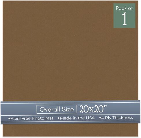 CountryArtHouse Tawny Brown 20x20 Uncut Art Mat Board - No Opening - 1 Mat in Kuwait