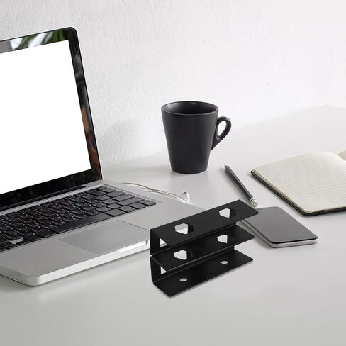 TEHAUX Desk Metal Laptop Bracket Double Layer Mount with Screws, Universal Black Laptop Holder and Keyboard Storage Stand for Office Workspace Organization in Kuwait