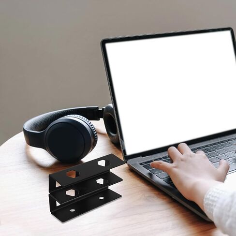 TEHAUX Desk Metal Laptop Bracket Double Layer Mount with Screws, Universal Black Laptop Holder and Keyboard Storage Stand for Office Workspace Organization in Kuwait