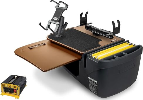 AutoExec GripMaster Car Desk for Your Vehicle Workstation and Mobile Office, Bourbon Brown, with 400 watt Power Inverter,Tablet Mount and Printer Stand in Kuwait