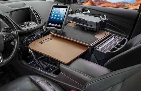 AutoExec GripMaster Car Desk for Your Vehicle Workstation and Mobile Office, Bourbon Brown, with 400 watt Power Inverter,Tablet Mount and Printer Stand in Kuwait