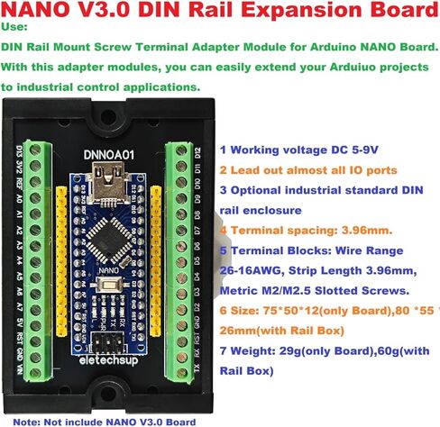 DNNOA01 Nano V3.0 DIN لوحة توسيع السكك الحديدية للمنزل الذكي Arduino PLC - وحدة محول كتلة طرفية فعالة (مع غلاف) in Kuwait