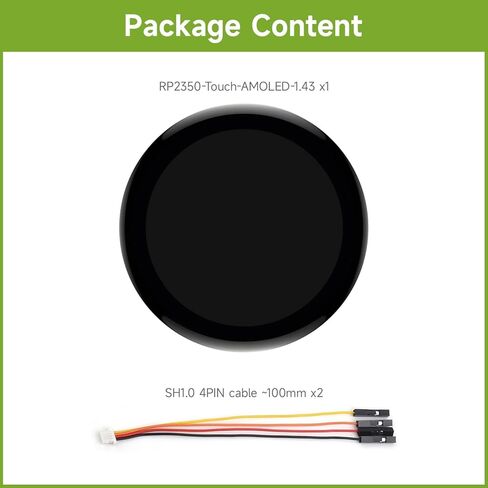 Waveshare RP2350 1.43inch AMOLED Display Development Board, 466×466, SPI Interface Round Display, Onboard Accelerometer and Gyroscope Sensor, RTC Chip in Kuwait