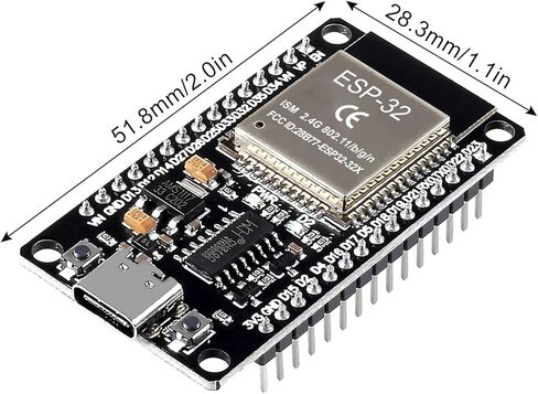 2Pcs ESP32 CH340 Type C Development Board integrates Wi-Fi Bluetooth Dual Core USB-C Port Interface 30pin for Easy Connection and Programming in Kuwait