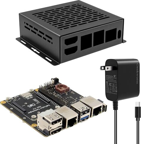Geekworm X1501 CM5 IO Carrier Board+X1500-C1 Metal Case+GaN PD 27W Power Supply for Raspberry Pi Compute Module 5 Support Dual M.2 NVMe SSD|1GbE + 2.5GbE Ethernet Ports in Kuwait