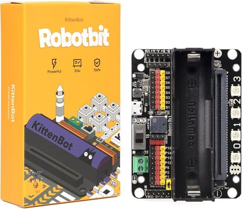 Robotbit Robotics Expansion Board for Micro:bit – Drives 4 DC Motors, 8 Servos, 8 GPIO Ports, with Onboard Power Management in Kuwait