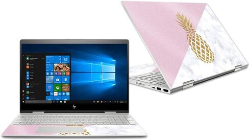 MightySkins Glossy Glitter Skin for HP Envy x360 Convertible 15" (2018) - Pretty Pineapple | Protective, Durable High-Gloss Glitter Finish | Easy to Apply, Remove, and Change Styles | Made in The USA in Kuwait