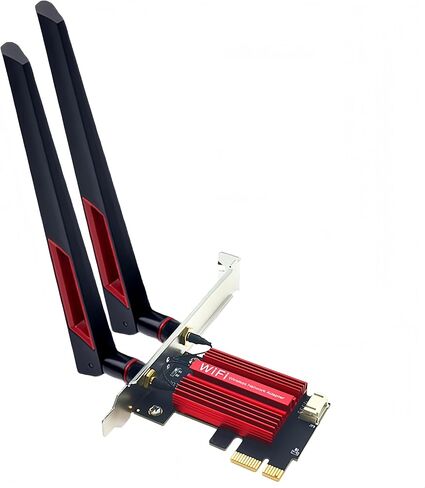 بطاقة Tangxi WiFi 7 PCle WiFi، محول شبكة لاسلكي ثلاثي الموجات 6G/5G/2.4 جيجا هرتز مع هوائي مزدوج عالي الكسب 10dBi، متوافق مع كمبيوتر سطح المكتب Winos 10/11 in Kuwait
