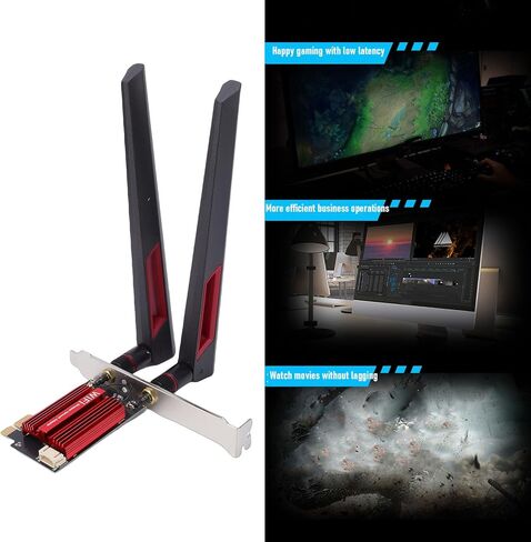 بطاقة Tangxi WiFi 7 PCle WiFi، محول شبكة لاسلكي ثلاثي الموجات 6G/5G/2.4 جيجا هرتز مع هوائي مزدوج عالي الكسب 10dBi، متوافق مع كمبيوتر سطح المكتب Winos 10/11 in Kuwait