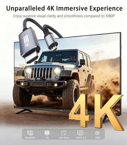 4K Micro HDMI to HDMI Cable 6FT, 4K@60Hz HDR High Speed HDMI Cord, Nylon Braided Compatible with GoPro Hero, Raspberry Pi 5/4, DSLR Camera, Laptop to TV in Kuwait