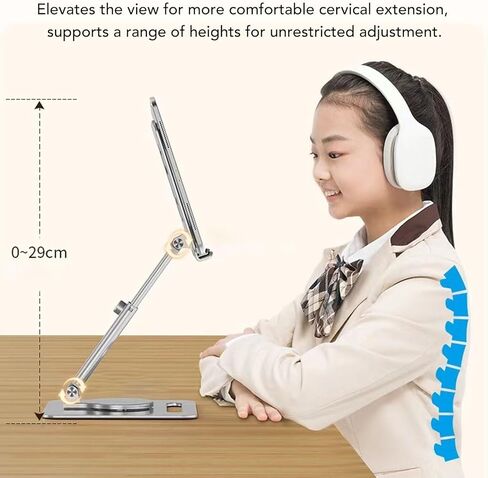 Naroote Aluminum Alloy Tablet Stand, Adjustable Foldable Rotating 360 Degree with Anti Slip Base, Ideal for Live Streaming Drawing Desktop Phone Tablet Holder (Silver) in Saudi Arabia