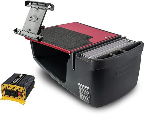 مكتب السيارة GripMaster بكفاءة AutoExec لمحطة عمل سيارتك ومكتبك المحمول، باللون الأحمر الصودا، مع عاكس طاقة بقدرة 400 واط وحامل للكمبيوتر اللوحي in Kuwait