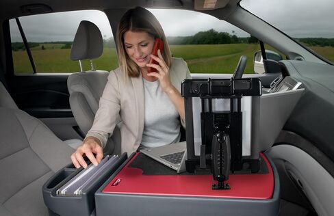 مكتب السيارة GripMaster بكفاءة AutoExec لمحطة عمل سيارتك ومكتبك المحمول، باللون الأحمر الصودا، مع عاكس طاقة بقدرة 400 واط وحامل للكمبيوتر اللوحي in Kuwait