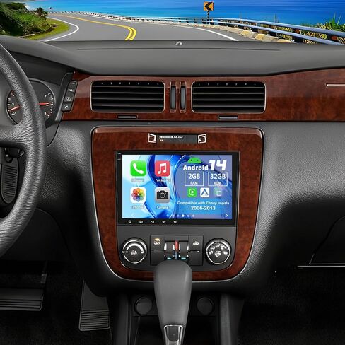 Android 14 Double Din Car Stereo Upgrade Radio for Chevy Impala 2006-2013, 2G+32G 8" Touchscreen w/Wireless Carplay Android Auto GPS WiFi Bluetooth RDS DSP SWC Mirrorlink in Kuwait