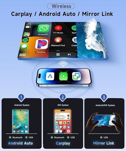 Android 14 Double Din Car Stereo Upgrade Radio for Chevy Impala 2006-2013, 2G+32G 8" Touchscreen w/Wireless Carplay Android Auto GPS WiFi Bluetooth RDS DSP SWC Mirrorlink in Kuwait