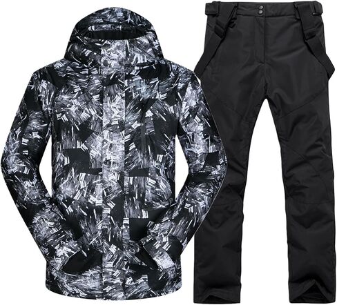 Mens Ski Jacket and Pants Set Ski Suit Winter Waterproof Windproof Hooded Snow Coat 2 Pieces Snowboarding Snowsuits in Saudi Arabia