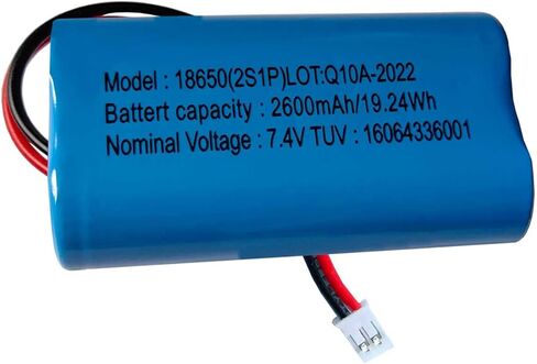 AOLIKES 18650 2s1p 2600mAh 7.4v Rechargeable Lithium-ion Battery with Jst PH2.0/2P Connector Plug Wires w/BMS/Support Fast Charging in Kuwait