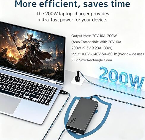 200w 20V 10A Ac Adapter Adp-200jb K Power Compatible with Asus Rog Zephyrus G16 G14 Gu605 Ga605 Gu605m Ga605w Tuf Gaming A14 Fa401u Fa401w Proart Px13 P16 Ht5306 H7606 Pz13 Hn7306 Laptops Charger in Kuwait