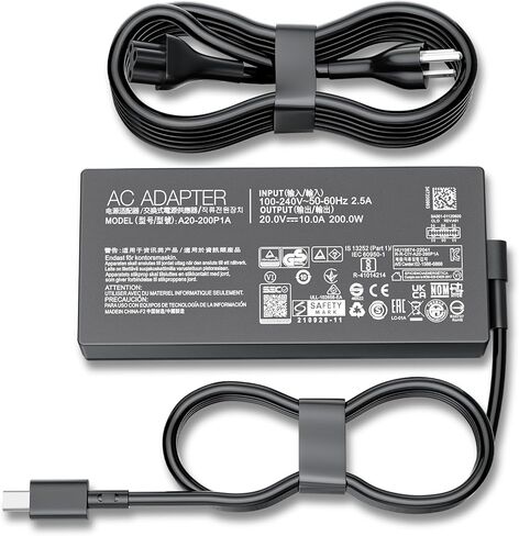 200W Laptop Charger Fit for Asus ROG Zephyrus/TUF G14 G16 A14 A16 2024 2025 GA605 GU605 GA403 ProArt P16 PX13 GA605WV GA605WI GU605MI GU605MU GA403UV GA403UU GA403UI FA401UV FA401UU FA401WU AC Adapter in Kuwait