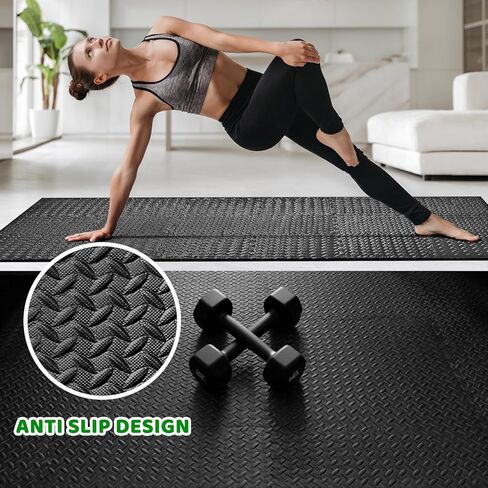 3x6 Feet Interlocking Foam Floor Mats (18-Pack) - 0.47"（12mm Thick Gym Mats for Home Workouts, Exercise & Play - Puzzle Tiles for Home Gym, Yoga, Kids Area. in Saudi Arabia
