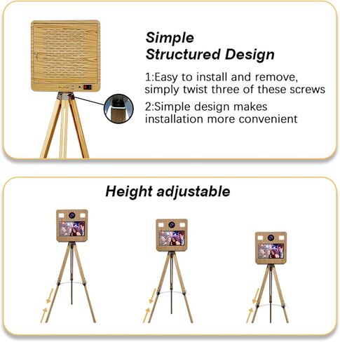 DSLR Photo Booth Machine with Camera and Printer, Portable Photo Booth with 15.6"Touch Screen, Vintage Photo Booth Machine with 2 Fill Lights for Events Parties Wedding Rental (15.6"+Camera+Printer) in Kuwait