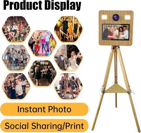 DSLR Photo Booth Machine with Camera and Printer, Portable Photo Booth with 15.6"Touch Screen, Vintage Photo Booth Machine with 2 Fill Lights for Events Parties Wedding Rental (15.6"+Camera+Printer) in Kuwait