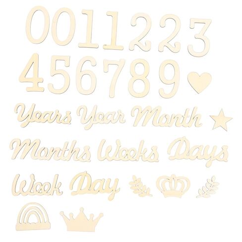PRETYZOOM Monthly Cards Wooden Set Baby Photography Props 28 Pieces Baby Growth Signs for and Announcements in Kuwait