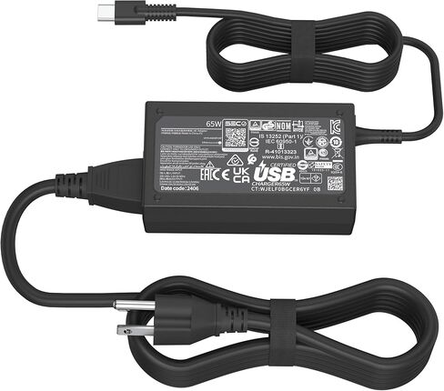 65W 45W USB C Laptop Charger Compatible with HP Probook 440 640, EliteBook 850 G8, Spectre X360 13 & Envy Chromebook Type C Fast Charging Power AC Adapter in Kuwait
