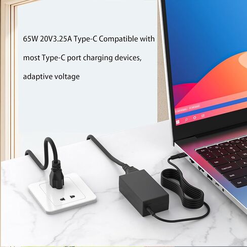 65W 45W USB C Laptop Charger Compatible with HP Probook 440 640, EliteBook 850 G8, Spectre X360 13 & Envy Chromebook Type C Fast Charging Power AC Adapter in Kuwait