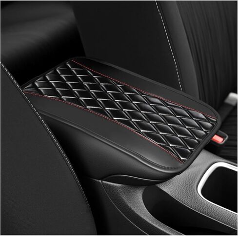 Car Center Console Pad,Comfortable PU Leather Car Armrest Cushion,Waterproof and Anti-Scratch Car Interior Accessories Universal for SUV/Truck/Car (Black) in Saudi Arabia