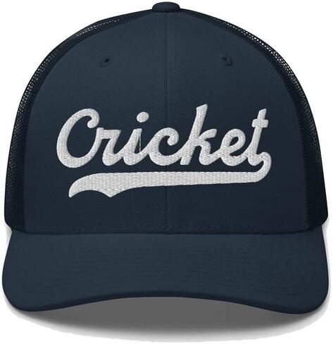 Cricket Hat Cricket Trucker Hat Baseball Script Embroidered Cap Vintage Sports Mesh Swoosh Gift Souvenir Headwear NC in Saudi Arabia
