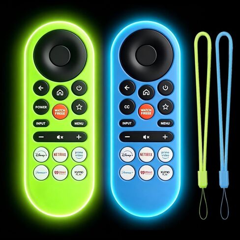 [عبوتان] غطاء جهاز تحكم عن بعد متسلق متوافق مع جهاز التحكم عن بعد Vizio Onn XRT281 XRT181 XRT28X، حافظة واقية ناعمة للتلفزيون الذكي HD FHD VIZIO، يتوهج في الظلام، يتضمن حبل قصير، أخضر وأزرق in Kuwait