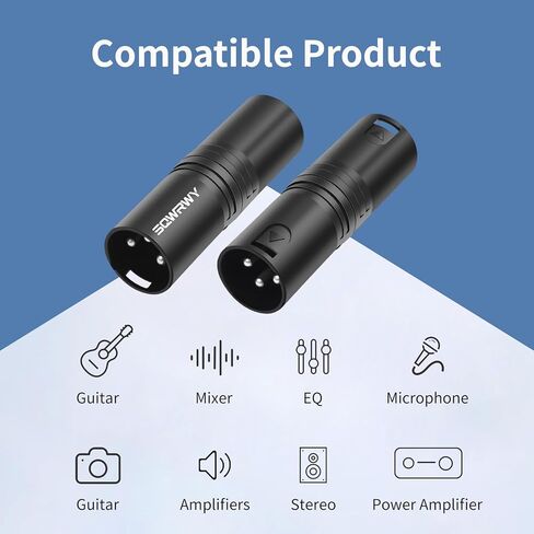 2-Pack 3Pin XLR Male to Male Adapter, Zinc Alloy Shell Balanced Audio Coupler, Secure Lock for Microphone & Cable Connection, Professional 3-Pin Connector in Kuwait