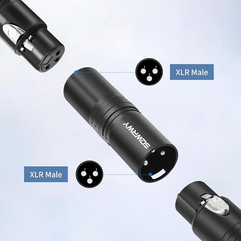2-Pack 3Pin XLR Male to Male Adapter, Zinc Alloy Shell Balanced Audio Coupler, Secure Lock for Microphone & Cable Connection, Professional 3-Pin Connector in Kuwait