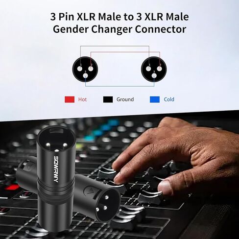 2-Pack 3Pin XLR Male to Male Adapter, Zinc Alloy Shell Balanced Audio Coupler, Secure Lock for Microphone & Cable Connection, Professional 3-Pin Connector in Kuwait