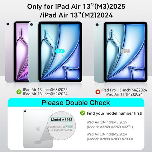 BENTOBEN Magnetic for iPad Air 13 Inch Case M3 2025 & M2 2024, Translucent Matte Case for iPad Air 13 M3 M2, Slim Soft TPU with Pencil Holder Protective Tablet Cover for iPadAir 13 inch M3/M2, Black in Kuwait