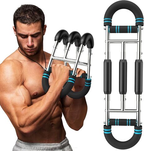 مدرب ذراع Twister قابل للتعديل مع 4 Springs & Workout Guide ، 12 مستوى مقاومة (40-110 رطلاً)-مدرب قوة في الصدر والجزء العلوي من الجسم للرجال والنساء ، باني عضلات الصالة الرياضية المنزلية in Kuwait